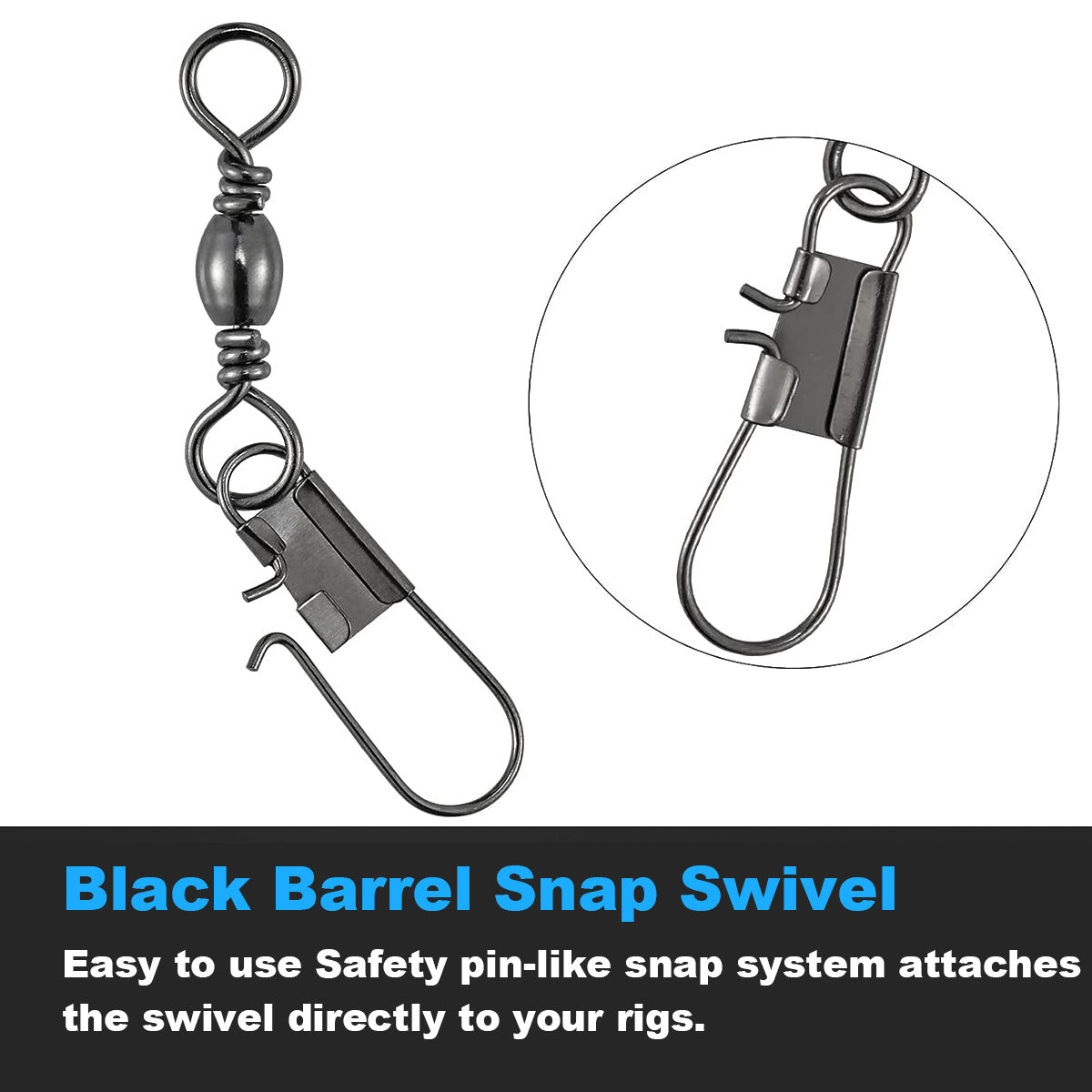 Black Barrel Snap Swivel