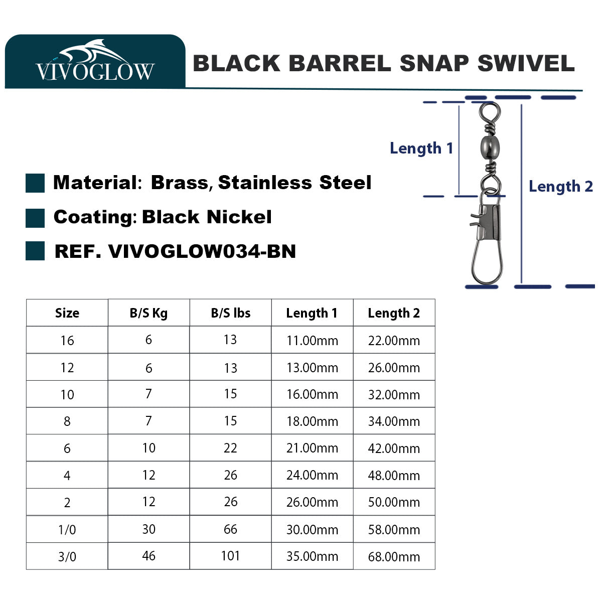 Black Barrel Snap Swivel