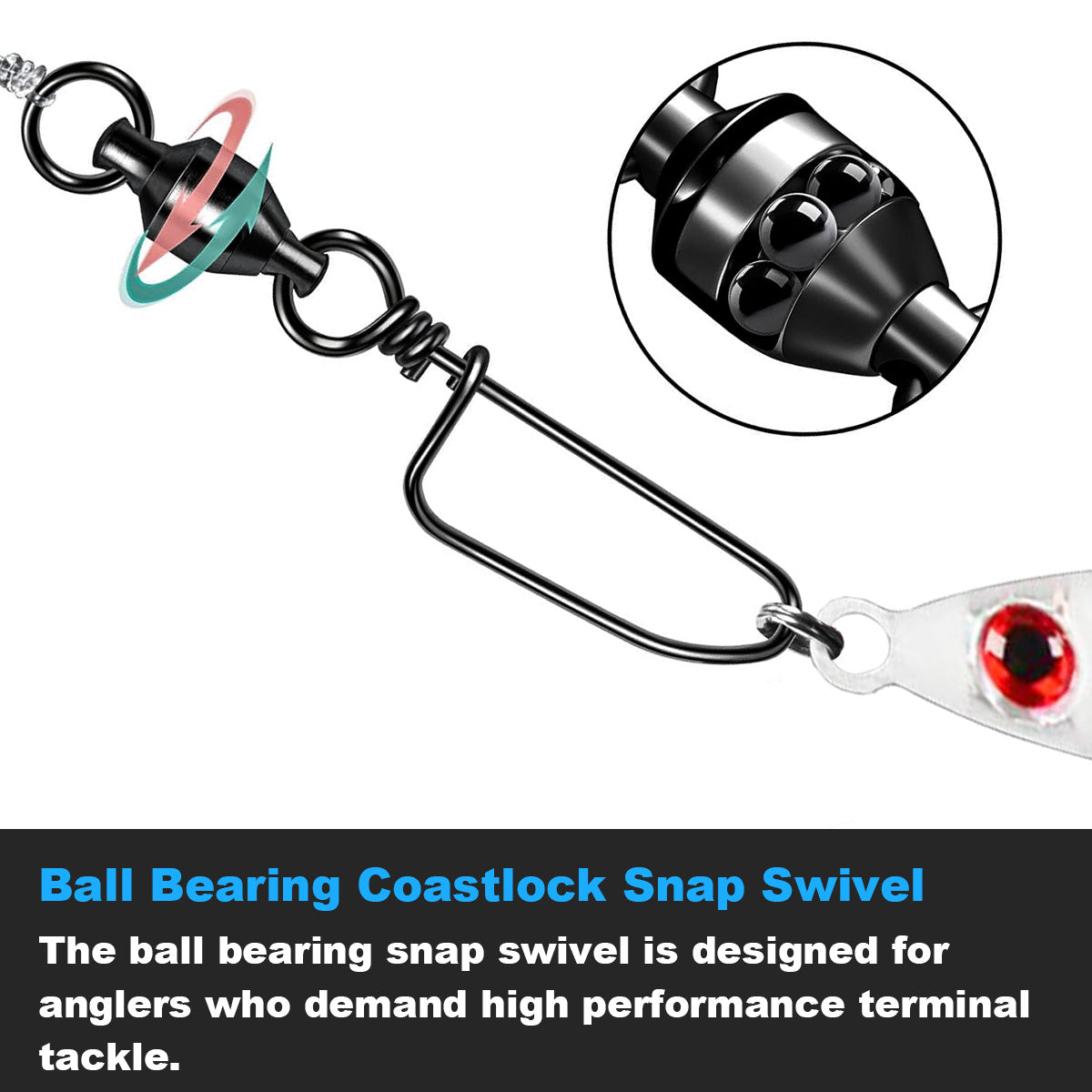 Black Ball Bearing Coastlock Snap Swivel