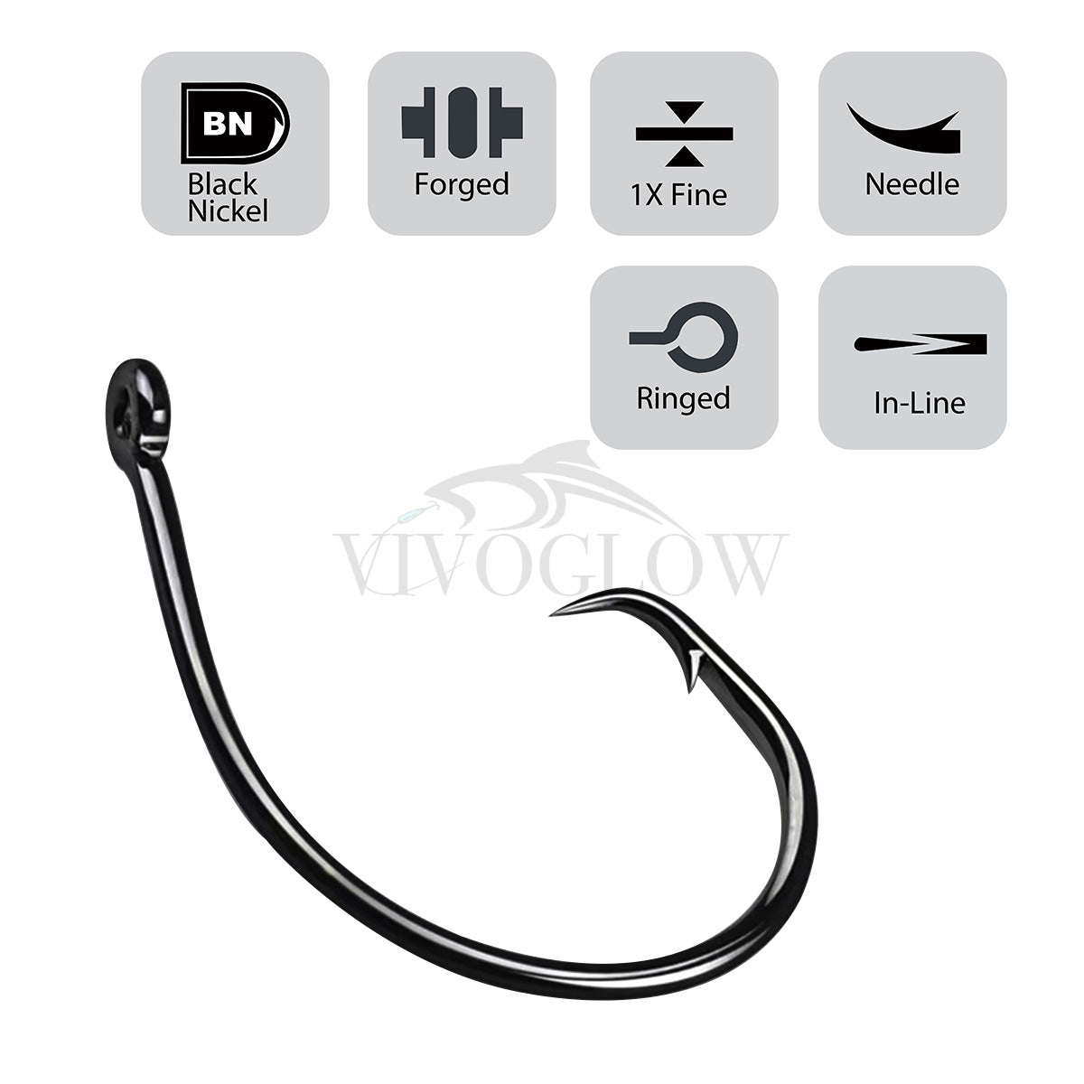 Inline Circle Hooks - 1X Fine