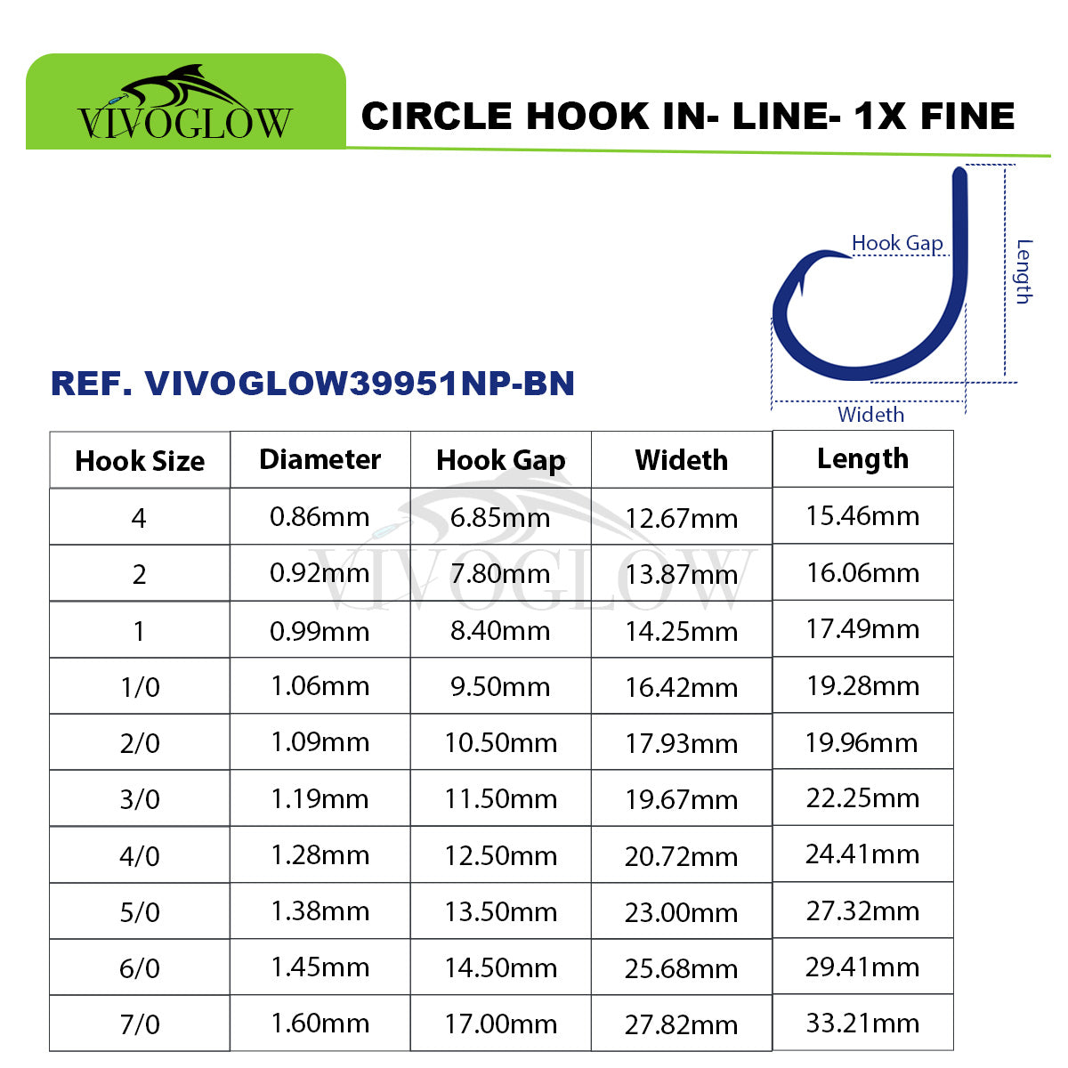 Inline Circle Hooks - 1X Fine