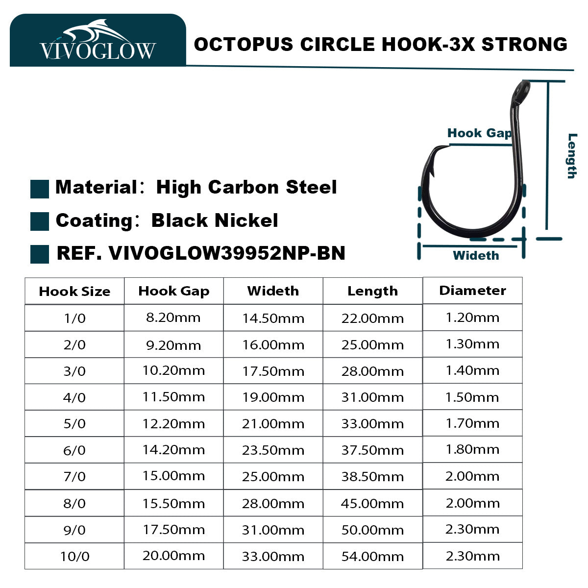 Heavy Octopus Circle Hooks Fishing Hooks 3X Strong