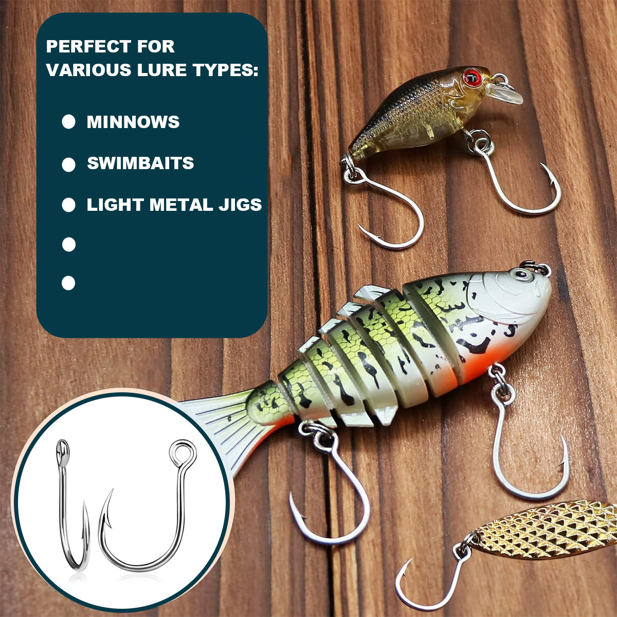 In-line Single Hooks For Lures