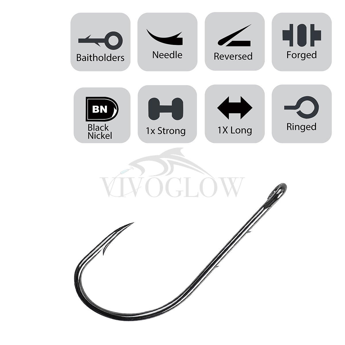 Long Baitholder Hooks- Black Nickel