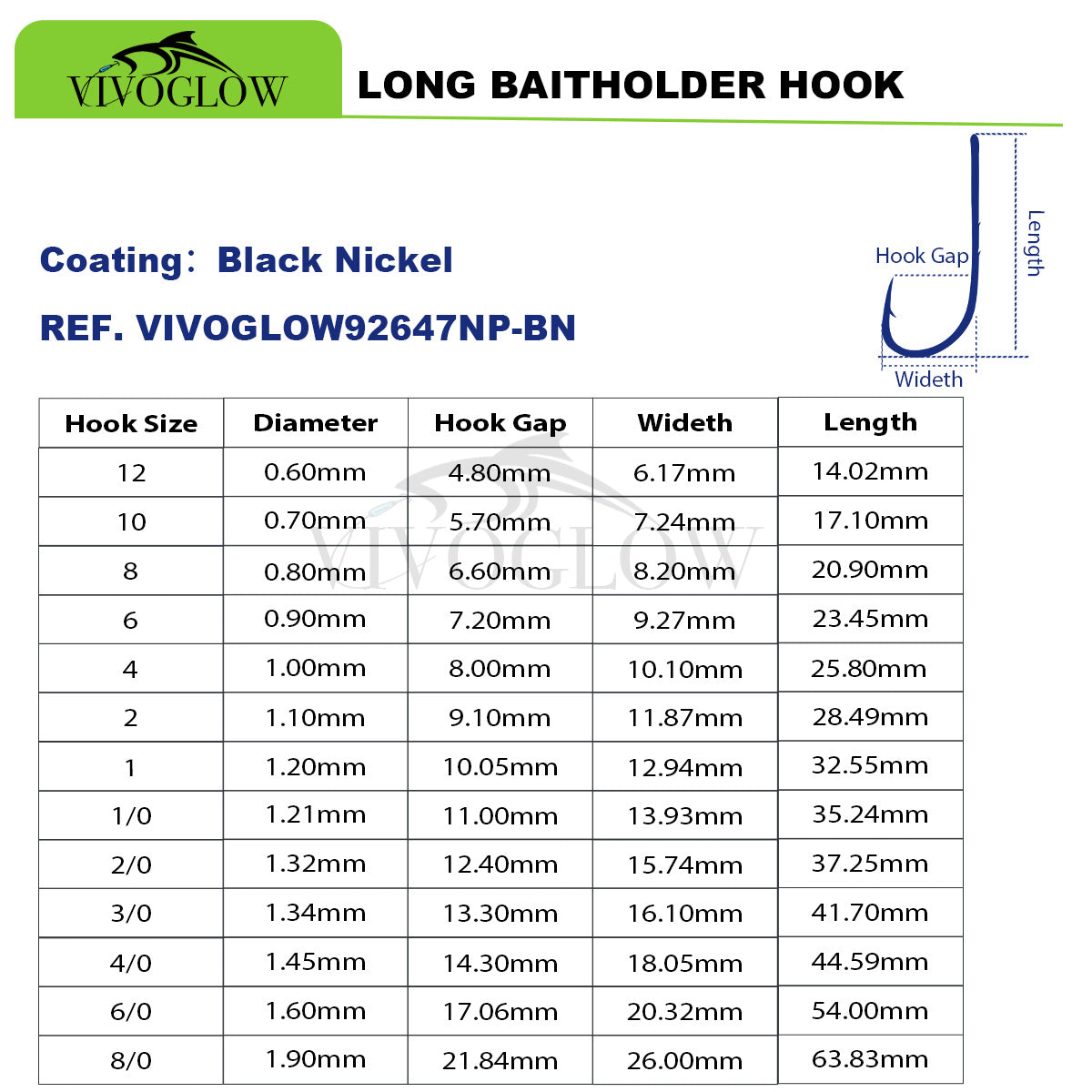 Long Baitholder Hooks- Black Nickel