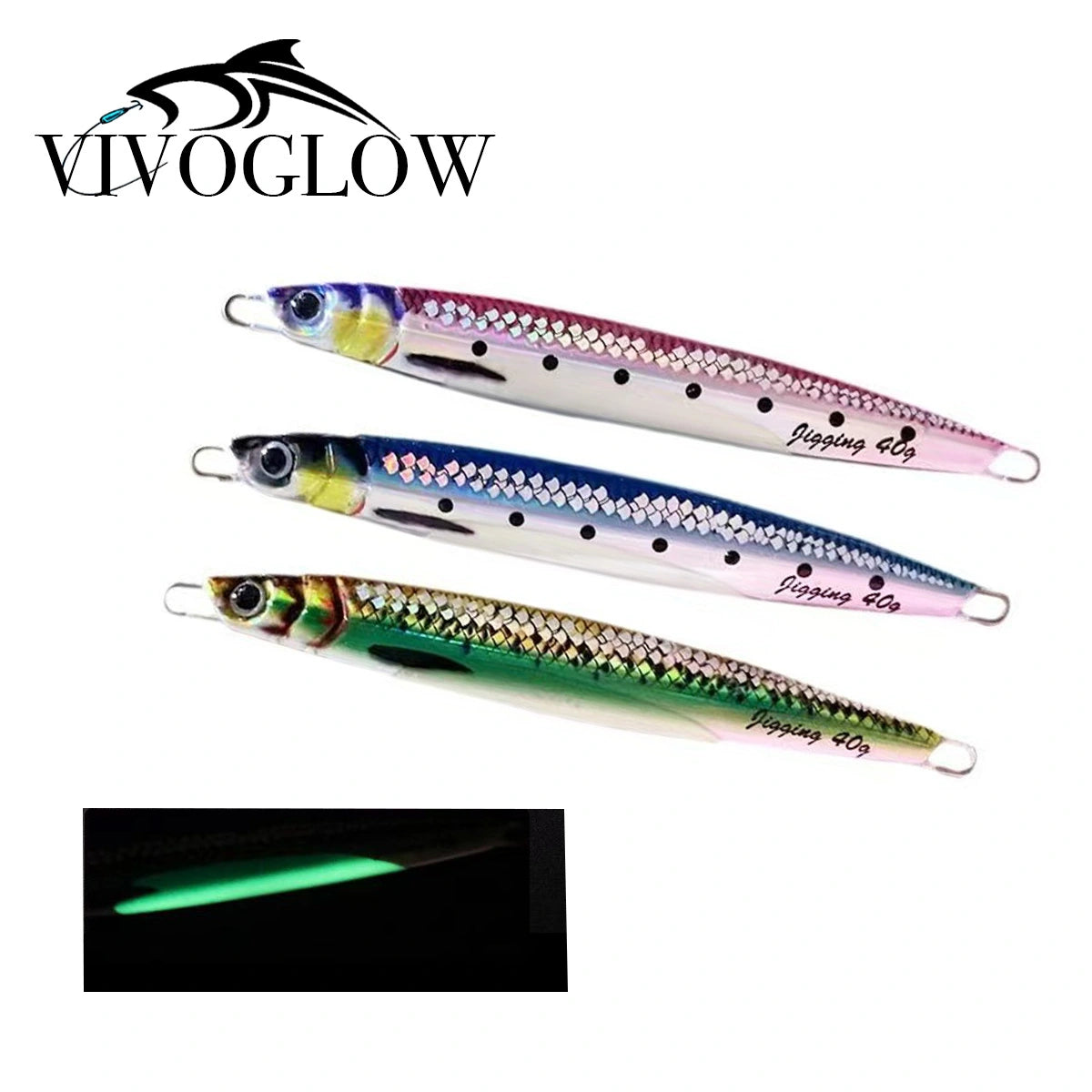 Metal Lures Glow Saltwater Fishing Lures 40g 60g 80g