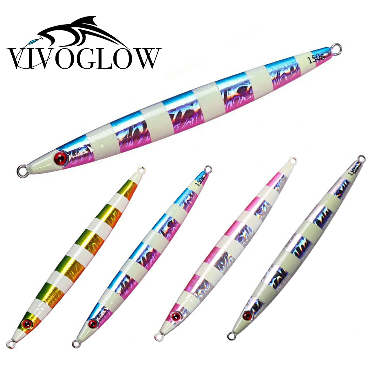 Slim Jig Lure Glow, Metal Lures for Deep Water Fishing - 100g/150g/200g/250g