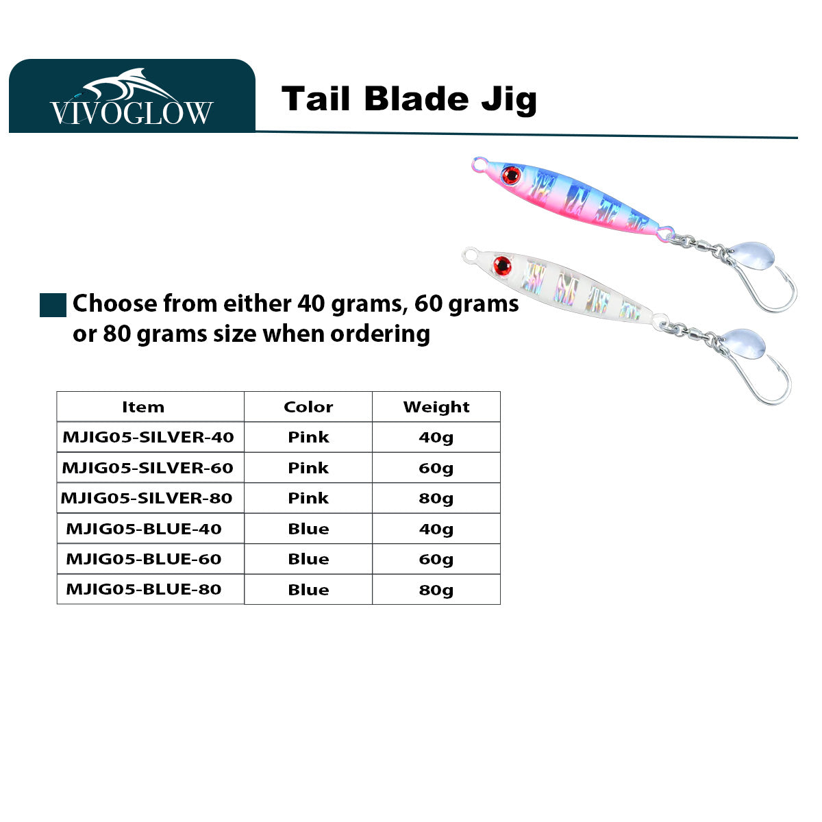 Tail Blade Metal Lure Saltwater Fishing Lures 40g 60g 80g