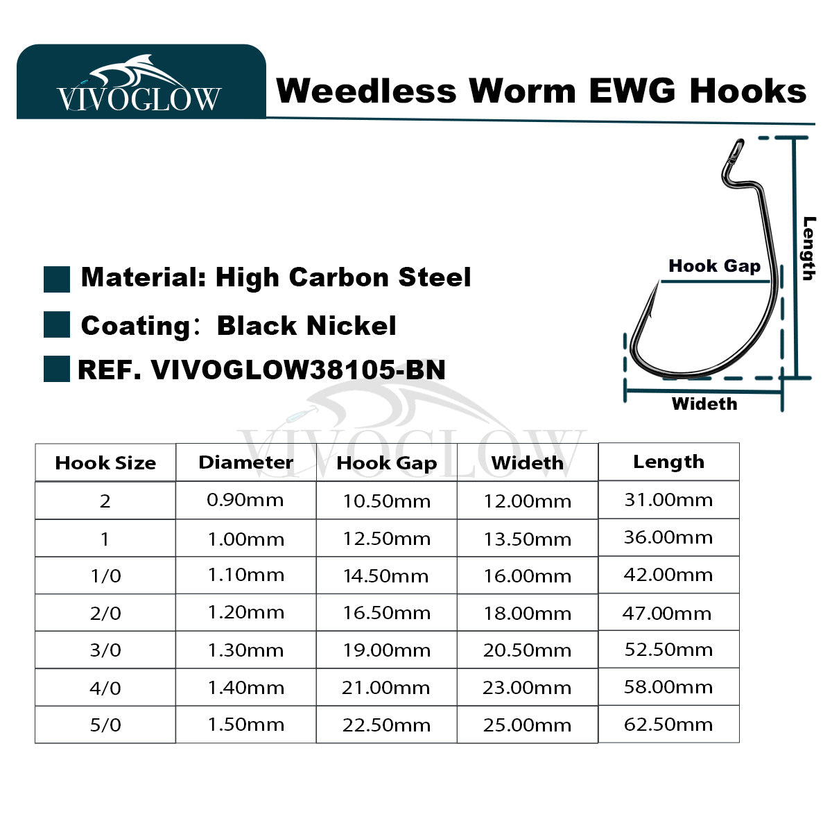 Weedless Worm EWG HW Hooks